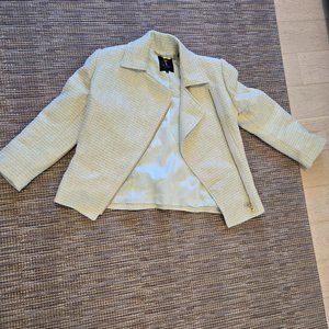 Ted Baker Blazer (Size 0 - White with Shiny Gold Lines)